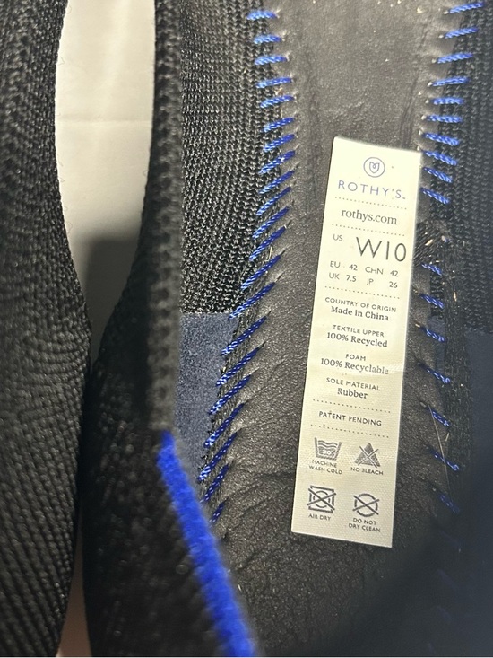 Rothy's Size 10 Black The Point II Knit Ballet Flats with Blue Trim - Picture 9 of 9